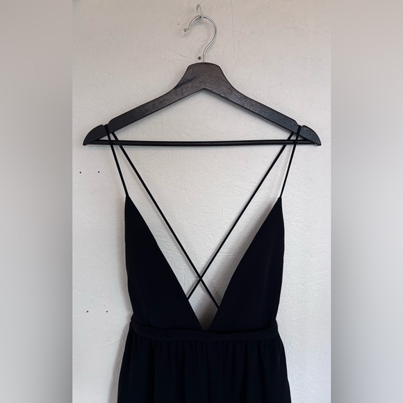 NWT Zara 50th Black Deep V Neck Spaghetti Strap Black Barrel Backless Jumpsuit - Picture 7 of 13